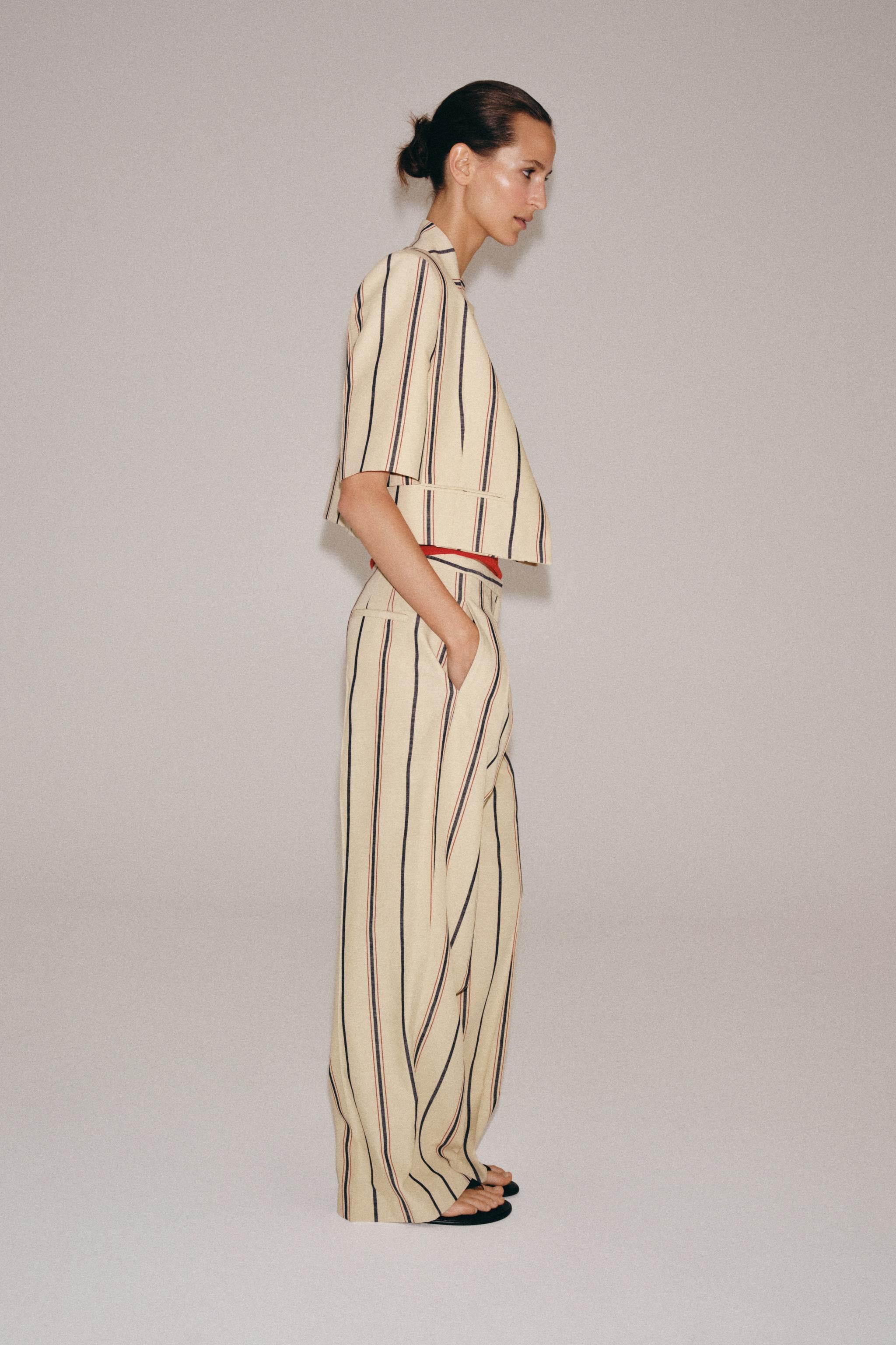 ZW COLLECTION STRIPED PLEATED TROUSERS